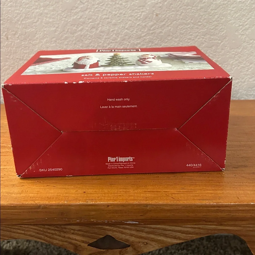 Pier 1 Imports Red and Green Santa Snowman Salt & Pepper Shaker Set